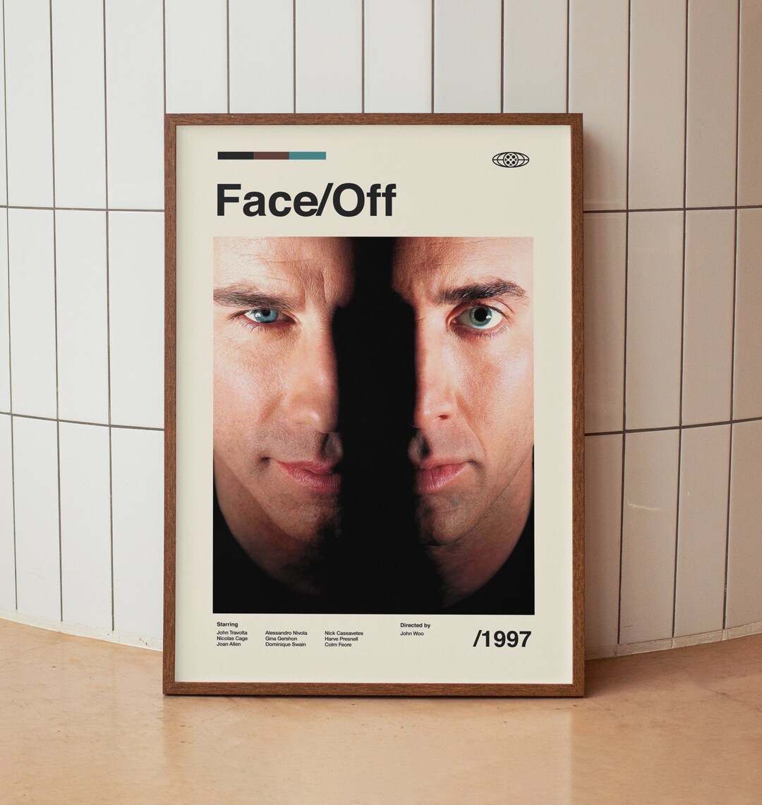 Face Off Vintage Movie Poster John Travolta Nicolas Cage Minimalist