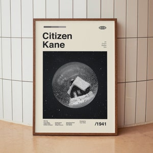Citizen Kane Wall Art Print - Orson Welles Movie Poster - Retro Minimalist Midcentury Art