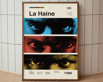 La Haine Wall Art Print -  Vincent Cassel Film Poster - French Cinema- Midcentury Art