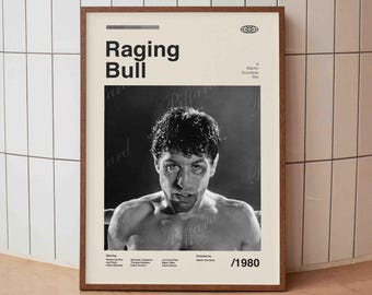 Raging Bull Vintage Movie Poster - Robert De Niro Martin Scorcese Film - Minimalist Midcentury Wall Art Print