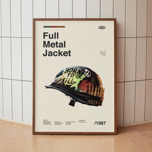 Full Metal Jacket Midcentury Modern Print - Stanley Kubrick Wall Art Print - Cinema Retro Movie Poster