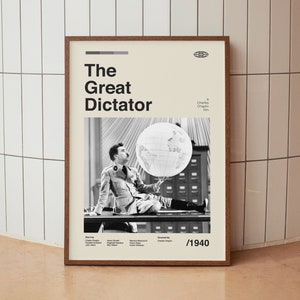 El gran dictador pared arte impresión - cartel de la película Charlie Chaplin - minimalista - arte de mediados de siglo