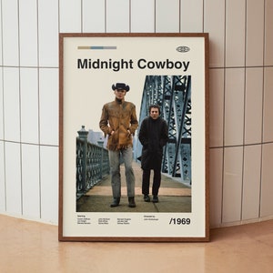 Midnight Cowboy - Poster minimalista vintage del film - Dustin Hoffman - Stampa artistica da parete di metà secolo