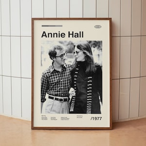 Annie Hall Vintage Movie Poster - Woody Allen Diane Keaton - Minimalist Midcentury Wall Art Print