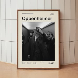 Oppenheimer Vintage Movie Poster - Christopher Nolan Cillian Murphy - Minimalist Midcentury Wall Art Print