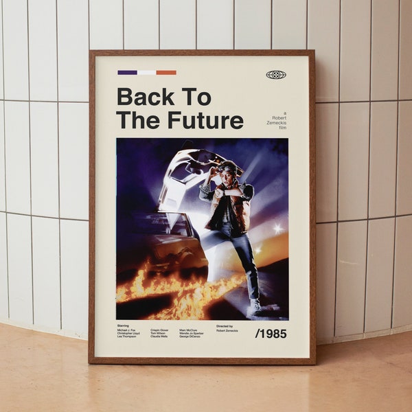 Regreso al futuro cartel de la película vintage - Marty McFly - Impresión de arte de pared minimalista de mediados de siglo