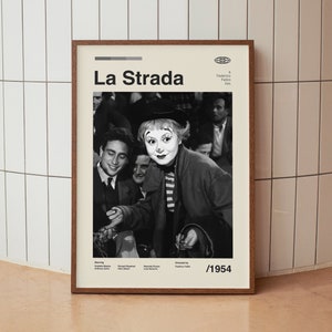 La Strada Vintage Movie Poster - Neorealismo italiano Federico Fellini - Stampa artistica da parete minimalista di metà secolo