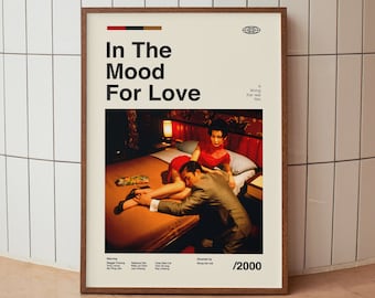 Affiche de film vintage In the Mood for Love - Film de cinéma chinois - Impression d'art murale minimaliste Mid-Century