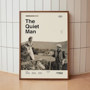 The Quiet Man Vintage Movie Poster - John Wayne John Ford - Minimalist Midcentury Wall Art Print