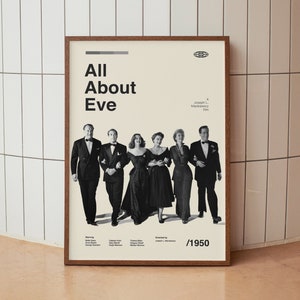 Póster vintage de la película "Eva al desnudo" de Bette Davis - Impresión minimalista de mediados de siglo