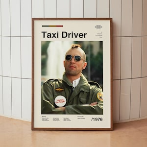 Stampa artistica da parete Taxi Driver - Robert De Niro Martin Scorsese - Poster cinematografico minimalista vintage di metà secolo