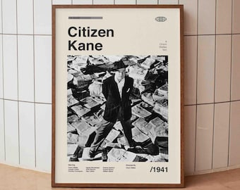 Citizen Kane Vintage Movie Poster - Orson Welles Film - Minimalist Midcentury Wall Art Print