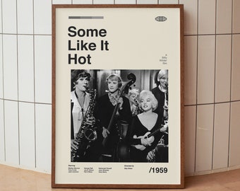 Some Like It Hot Movie Poster - Classic Holywood Film Marilyn Monroe - Vintage Minimalist Midcentury Wall Art Print