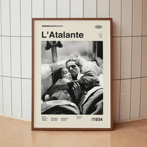 Manifesto del film d'epoca L'Atalante del 1934 - Film classico di Jean Vigo - Stampa artistica da parete minimalista di metà secolo