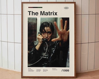 The Matirx Vintage Movie Poster - Carrie-Anne Moss Film - Minimalist Midcentury Wall Art Print