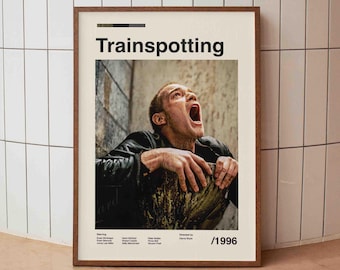 Trainspotting Vintage Movie Poster - Ewan McGregor Film - Minimalist Midcentury Wall Art Print