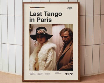 Last Tango in Paris Vintage Movie Poster - Marlon Brando Maria Schneider Film - Minimalist Midcentury Wall Art Print