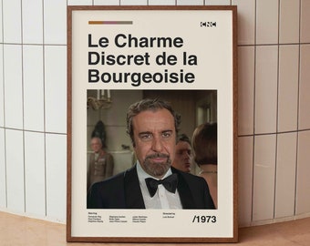 The Discreet Charm of the Bourgeoisie Vintage Movie Poster - Luis Buñuel - Minimalist Midcentury Wall Art Print