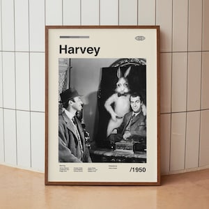 Harvey Vintage Minimalist Movie Poster  - James Stewart-  Midcentury Wall Art Print