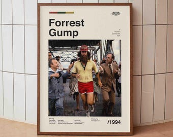 Forrest Gump Vintage Movie Poster - Tom Hanks American Cinema Film - Minimalist Midcentury Wall Art Print