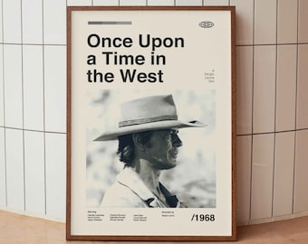 Once Upon a Time in the West Vintage Movie Poster - Sergio Leone - Minimalist Midcentury Wall Art Print