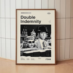 Stampa artistica da parete "Double Indemnity" - Billy Wilder - Poster del film minimalista vintage di metà secolo