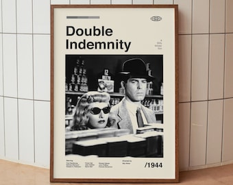 Lámina de arte mural "Doble Perdición" - Billy Wilder - Póster minimalista vintage de mediados de siglo