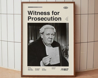 Póster vintage de la película Testigo de cargo - Billy Wilder - Impresión minimalista de arte mural de mediados de siglo