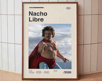 Nacho Libre Vintage Movie Poster - Jack Black Minimalist Midcentury Wall Art Print - Home Decor