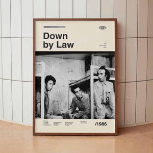 Down by Law Vintage Movie Poster- Jim Jarmush Roberto Benigni- American Cinema Minimalist Midcentury Wall Art Print - Home Decor