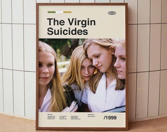 The Virgin Suicides Wall Art Print  Vintage Movie Poster - Kirsten Dunst Sofia Coppola Cinema Minimalist Midcentury Home Decor