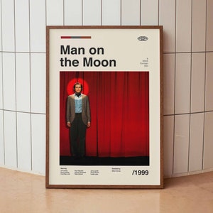 Man on the Moon Wall Art Print - Jim Carrey Milos Forman Movie Poster - American Cinema - Midcentury Art