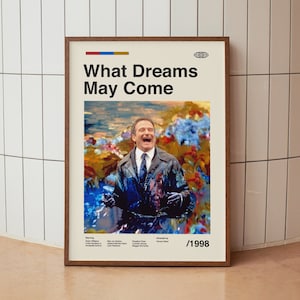 Lámina de arte mural What Dreams May Come: póster de la película Robin Williams: arte minimalista retro de mediados de siglo