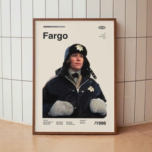 Fargo 1996 Vintage Movie Poster - Coen Brothers Film, Minimalist Midcentury Wall Art, Retro Cinema Print, Home Decor