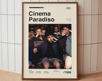 Cinema Paradiso Wall Art Print - Cartel de película minimalista vintage de mediados de siglo