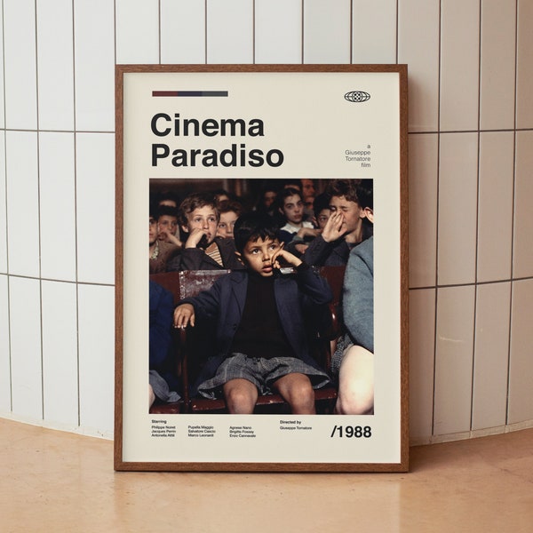 Cinema Paradiso Wall Art Print - Midcentury Vintage Minimalist  Movie Poster