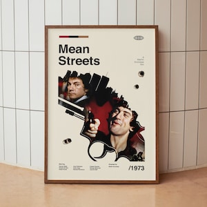 Mean Streets Midcentury Modern Print - Robert De Niro Martin Scorcese Wall Art Print - Retro Movie Poster