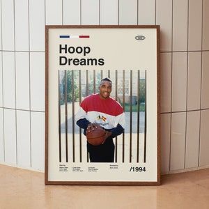 Hoop Dreams 1994 - Stampa artistica da parete - Steve James - Poster minimalista vintage di metà secolo