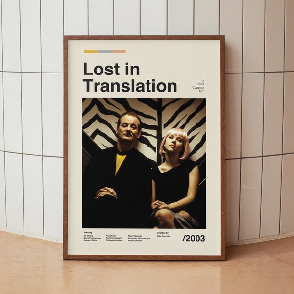 Lost in Übersetzung Filmplakat - Bill Murray Scarlett Johansson - Vintage Minimalist Midcentury Wand Kunst Druck