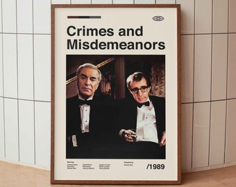 Brott och förseelser Vintage filmaffisch - Woody Allen - Minimalistisk mid-century väggkonsttryck
