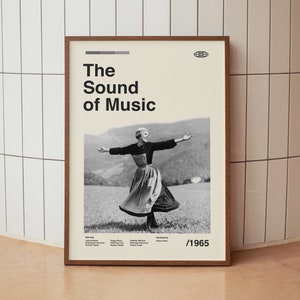 The Sound of Music Movie Poster - Julie Andrews Christopher Plummer - Vintage Minimalist Midcentury Wall Art Print