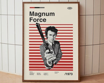 Magnum Force Vintage Movie Poster - Clint Eastwood - Minimalist Midcentury Wall Art Print