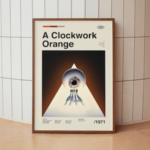 A Clockwork Orange Wall Art Print -  Kubrick Film Movie Poster - Midcentury Modern Art