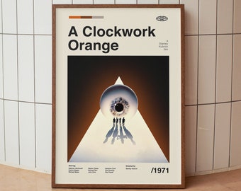 A Clockwork Orange Wall Art Print -  Kubrick Film Movie Poster - Midcentury Modern Art