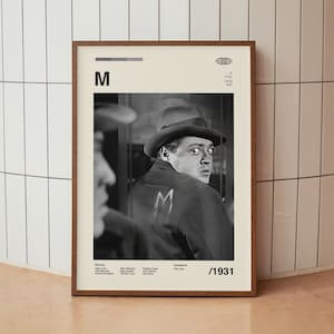 M (1931) Poster del film d'epoca - Classico film retrò di Holywood - Stampa artistica da parete minimalista di metà secolo