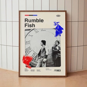 Rumble Fish Movie Poster - Cult Classic Film Print, Matt Dillon, Mickey Rourke, Coppola Wall Art,  Cinema Decor, Indie Film Memorabilia