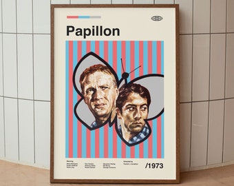 Papillon 1973 Wall Art Print - Film Poster - American Cinema - Midcentury Art