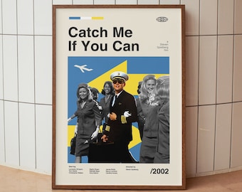 ビンテージ　ミッドセンチュリー　FRANCEプリント　3D CINEMAポスター Catch Me If You Can Movie Poster - Midcentury Wall Art Print