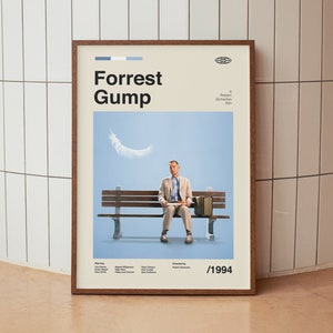Forrest Gump Wand Kunst Druck - Tom Hanks - Midcentury Vintage Minimalist Film Poster