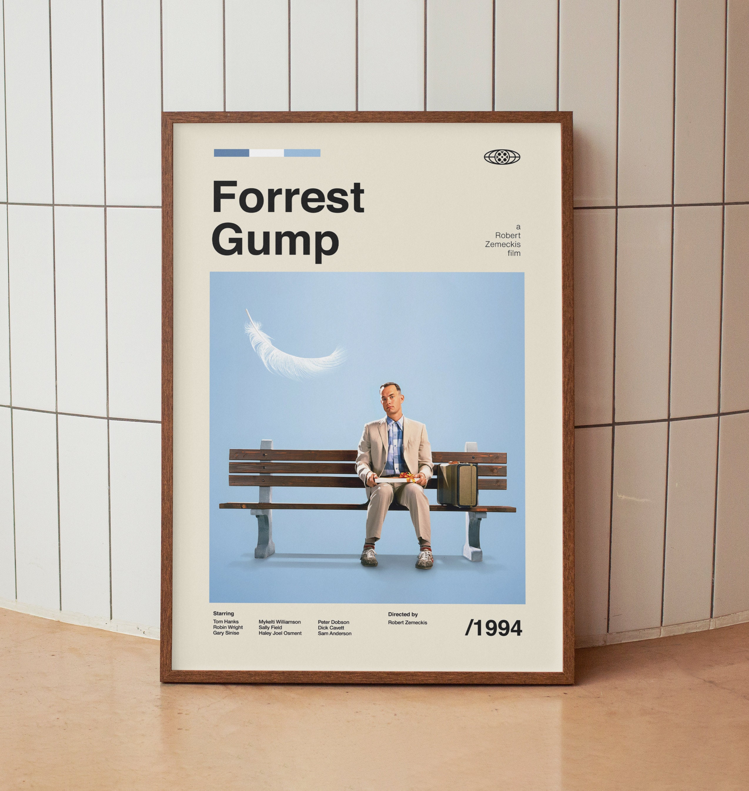 Forrest Gump Wand Kunst Druck - Tom Hanks - Midcentury Vintage Minimalist Film Poster